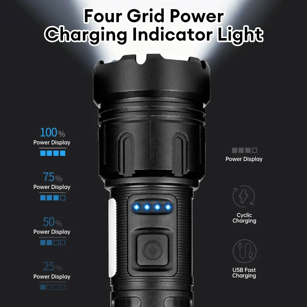 1000000LM Most Powerful Led Flashlight Rechargeable LED Flashlights High Power Zoom Torch Long Range 3000M Tactical Lantren