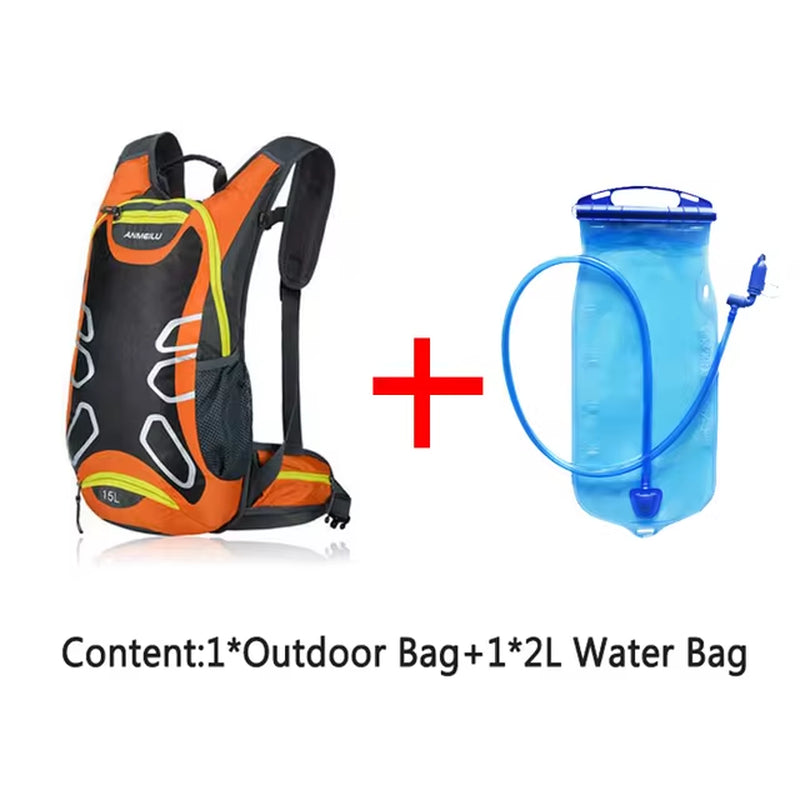 15L Waterproof Hydration Backpack,Water Bag for Hiking Camping,Outdoor Bags with Rain Cover,Breathable Hiking Cycling Backpacks